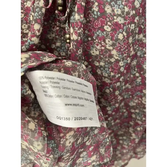 Esprit V2K V-neck top / tunica women size 12 purple boho - Picture 4 of 8